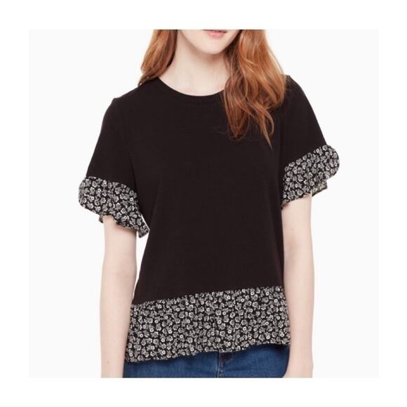 Kate Spade Plains Ditsy Mixed Media Tee - Picture 1 of 10